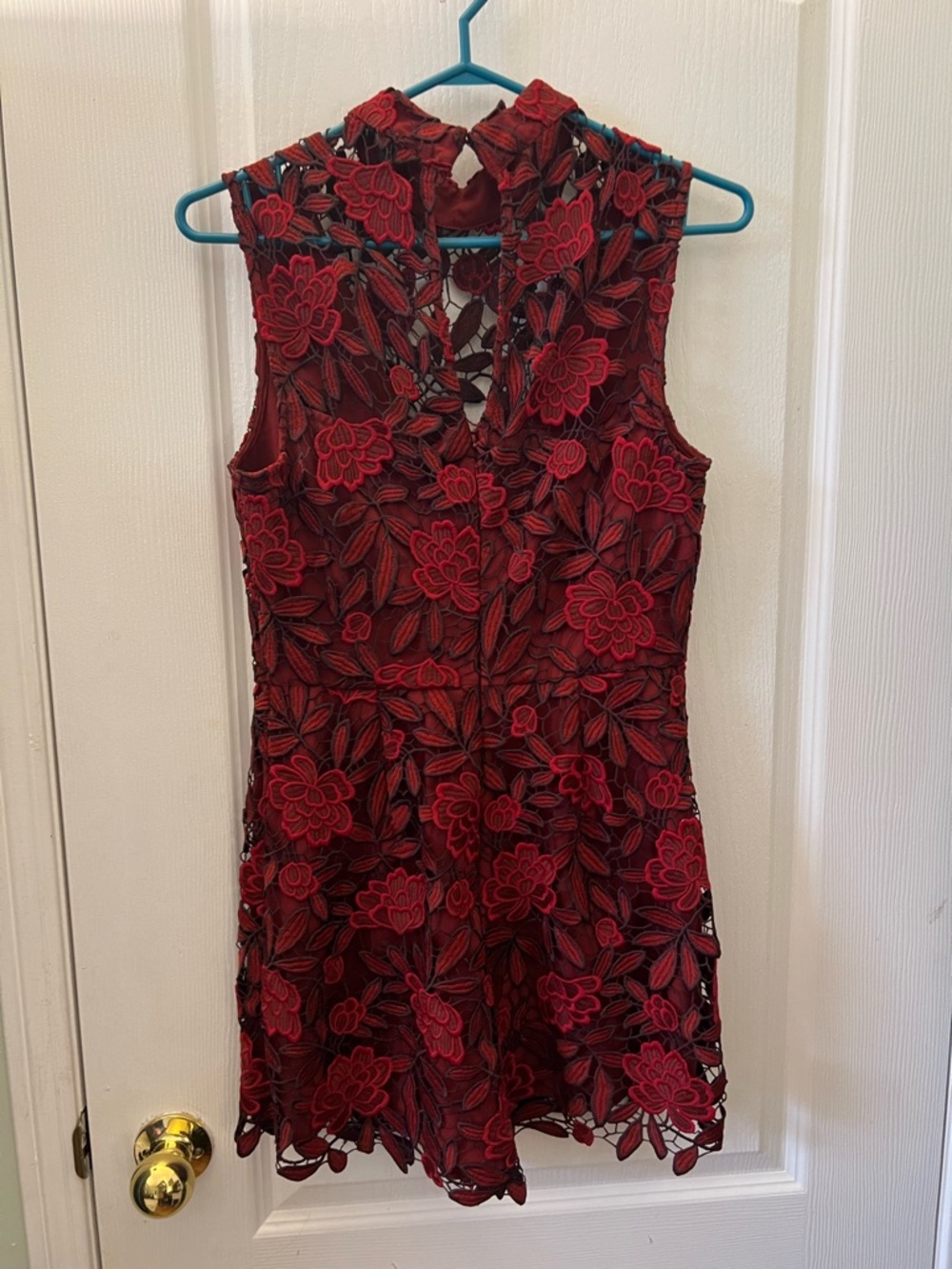 Guess Red Floral Lace Mini Dress - Picture 2 of 3